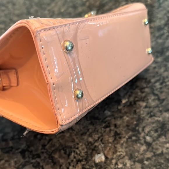 Bebe Peach and gold Mini Bag with Crocodile Embossed Pattern crossbody NWT - Picture 3 of 11